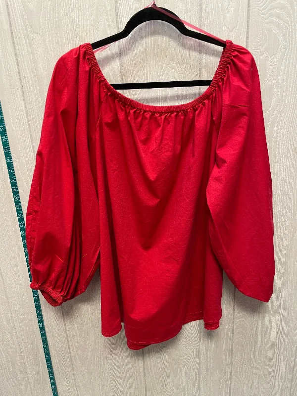 Top Long Sleeve By Ashley Stewart In Red, Size: Xl