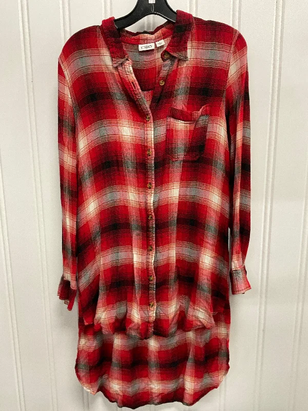 Tunic Long Sleeve By Cato In Red, Size: L