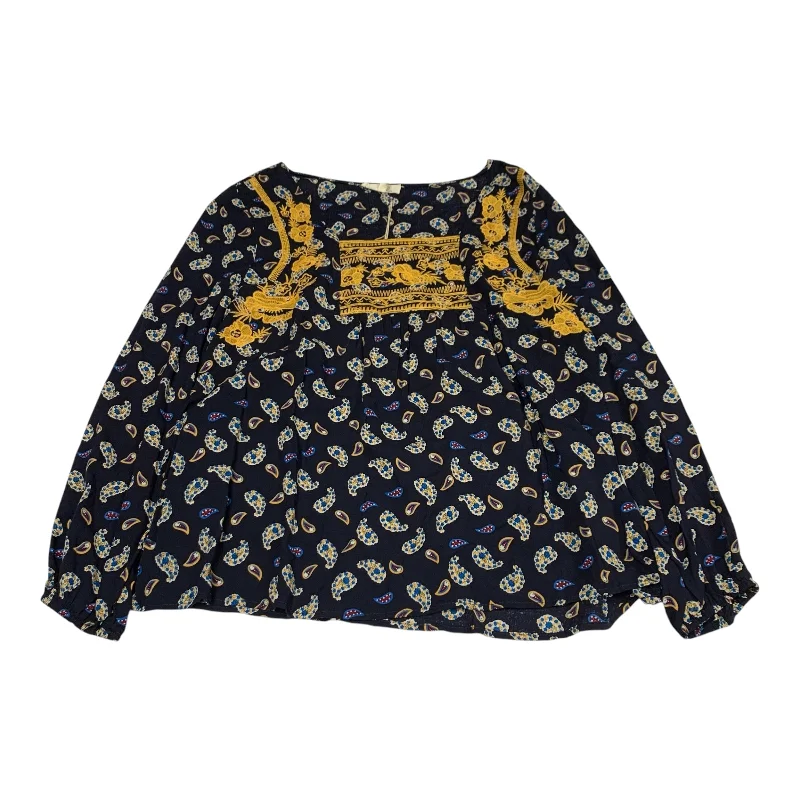 Top Long Sleeve By Entro In Navy, Size: L