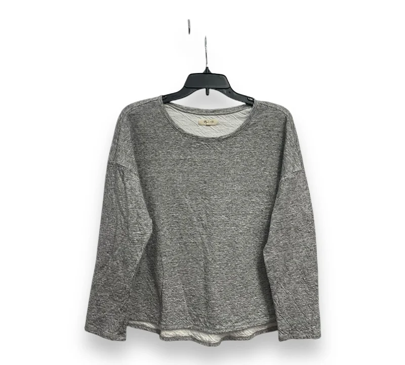 Top Long Sleeve Basic By Madewell In Grey & Orange, Size: M