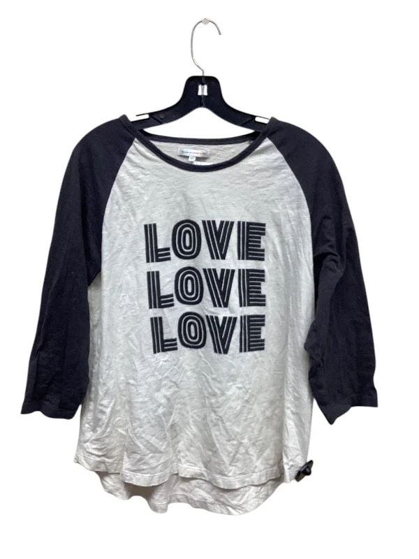 Top Long Sleeve By Clothes Mentor In Grey & White, Size: L