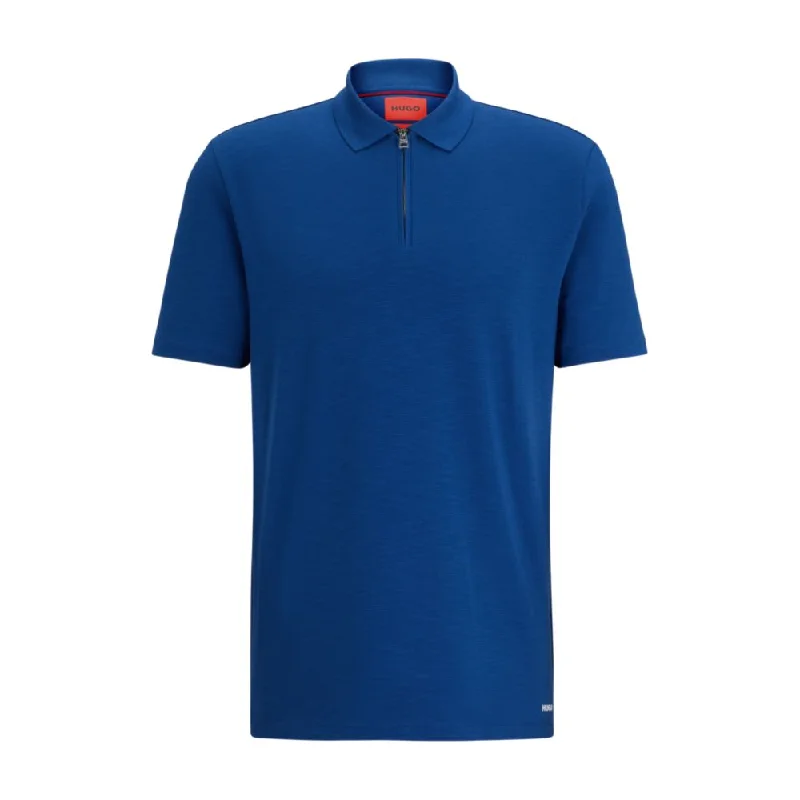 Cotton-blend polo shirt with zip placket