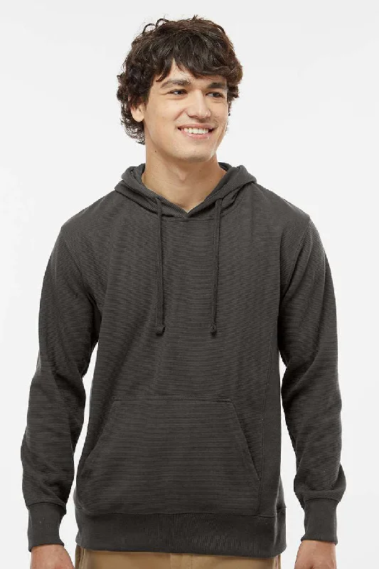 J America Mens Ripple Fleece Hooded Sweatshirt Hoodie w/ Pouch Pocket - Black