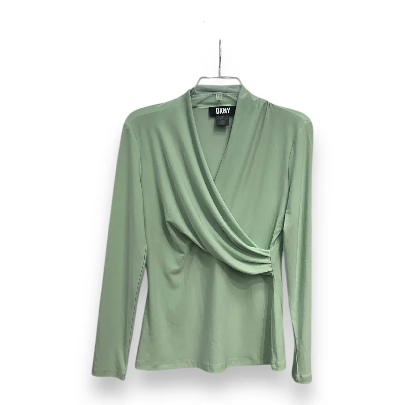 Top Long Sleeve By Dkny In Green, Size: S