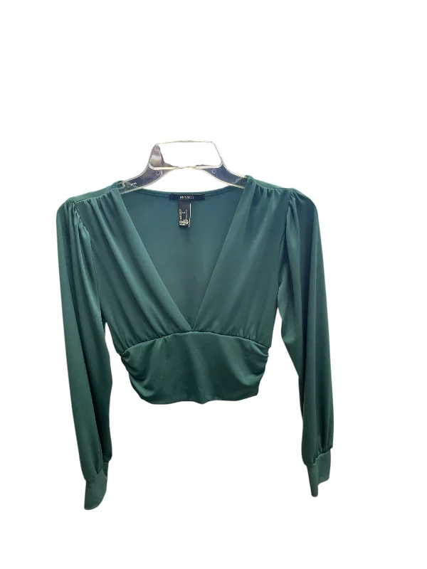 Top Long Sleeve By Forever 21 In Green, Size: S