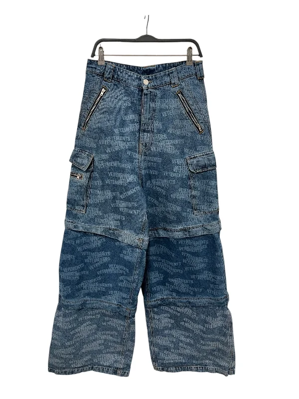 VETEMEMES/Straight Pants/Denim/IDG/Button Fly/All Over Print/