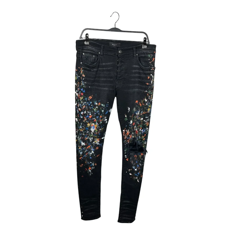 AMIRI/Skinny Pants/33/Denim/BLK/All Over Print/PAINTED SKINNY JEANS