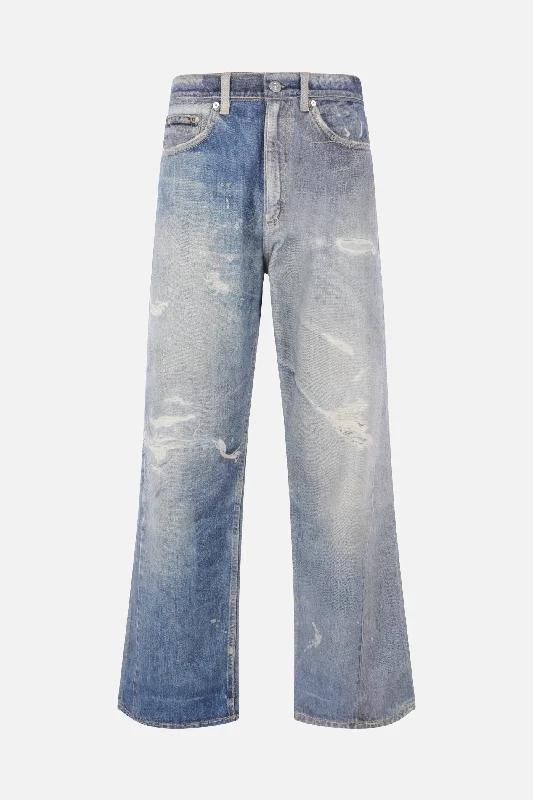 trompe l'oeil print denim oversize jeans