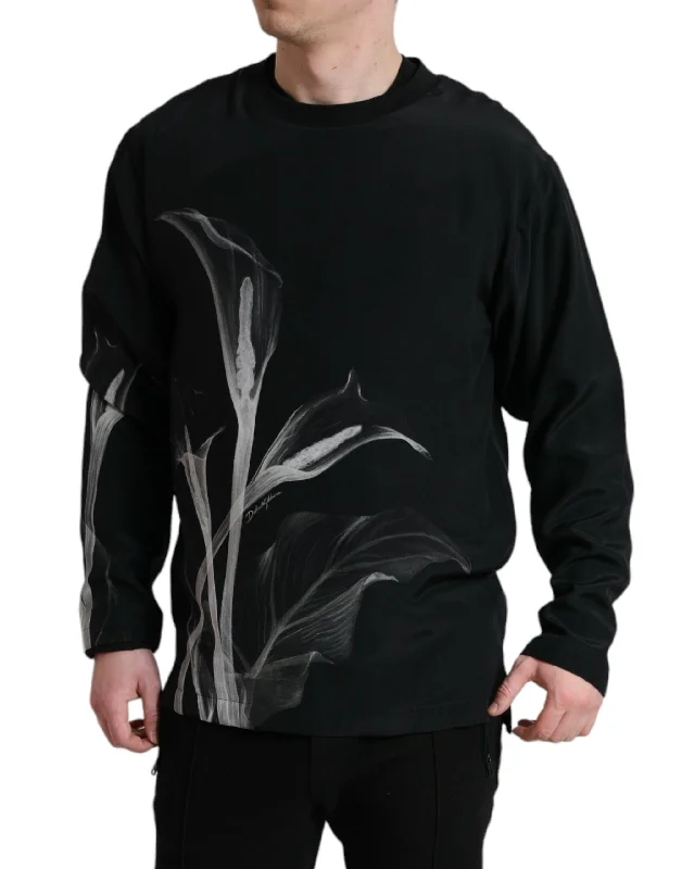 Dolce & Gabbana Floral Silk Crew Neck Men's Sweater