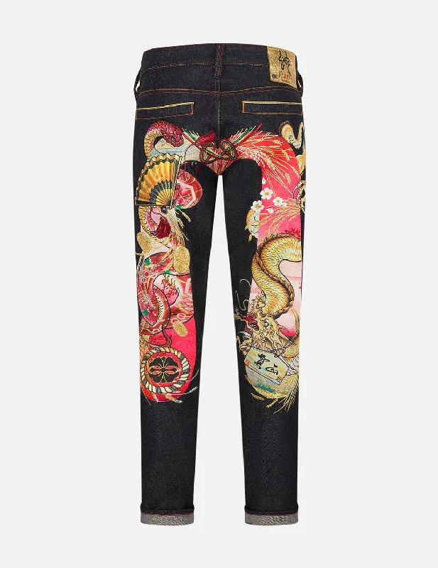 2025 Limited Edition Year of the Snake Carrot Fit Raw Jeans #2017