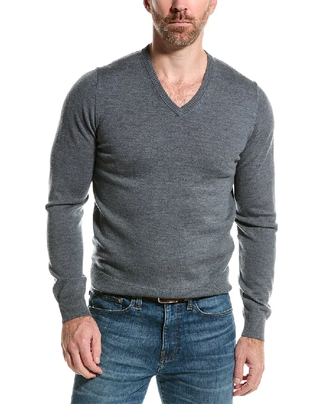 Mette mens  Merino Wool V-Neck Sweater, XL, Grey