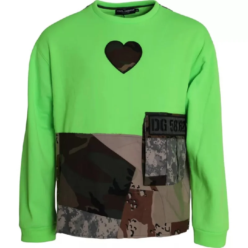 Dolce & Gabbana Patchwork Heart Crew Neck Pullover Men's Sweater (Pre-Owned)