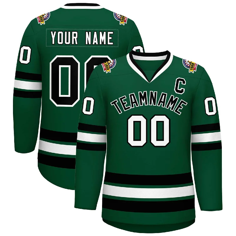 Custom Green Black-White Classic Style Hockey Jersey