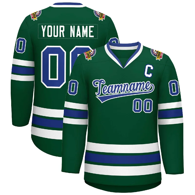 Custom Green Royal-White Classic Style Hockey Jersey