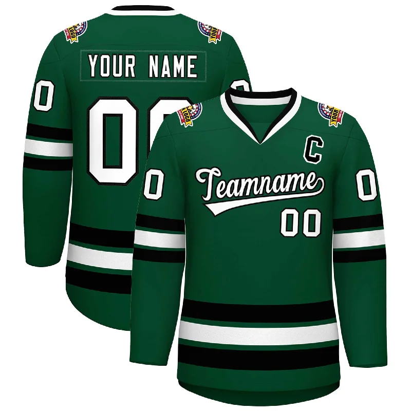 Custom Green White-Black Classic Style Hockey Jersey