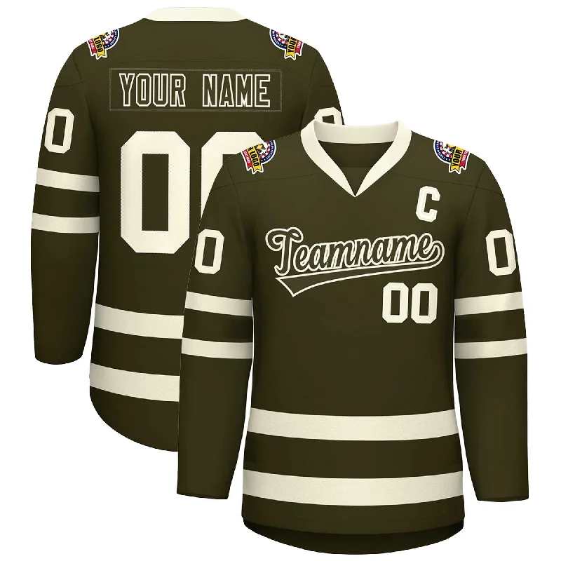 Custom Olive Olive-Khaki Classic Style Hockey Jersey