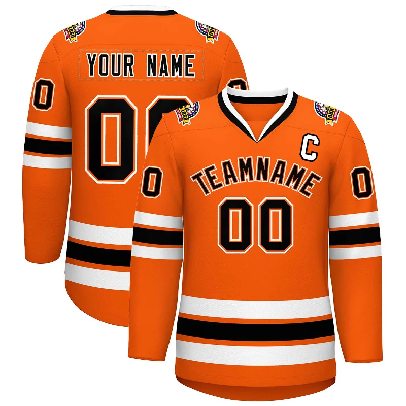 Custom Orange Black Orange-White Classic Style Hockey Jersey