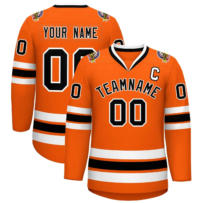 Custom Orange Black-White Classic Style Hockey Jersey