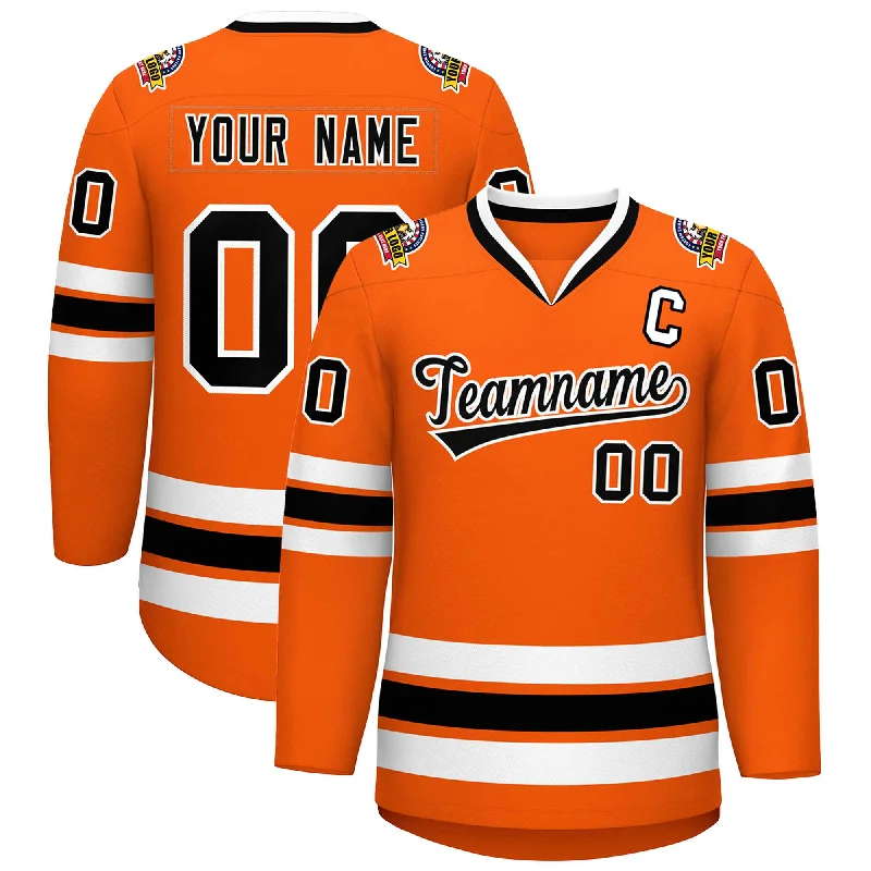 Custom Orange Black-White Classic Style Hockey Jersey