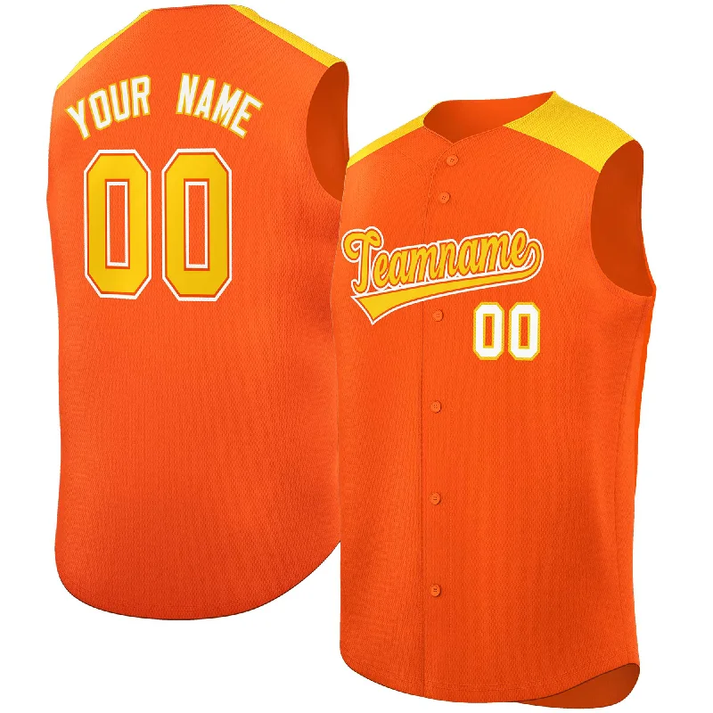 Custom Orange Gold Personalized Classic Authentic Sleeveless Baseball Jersey