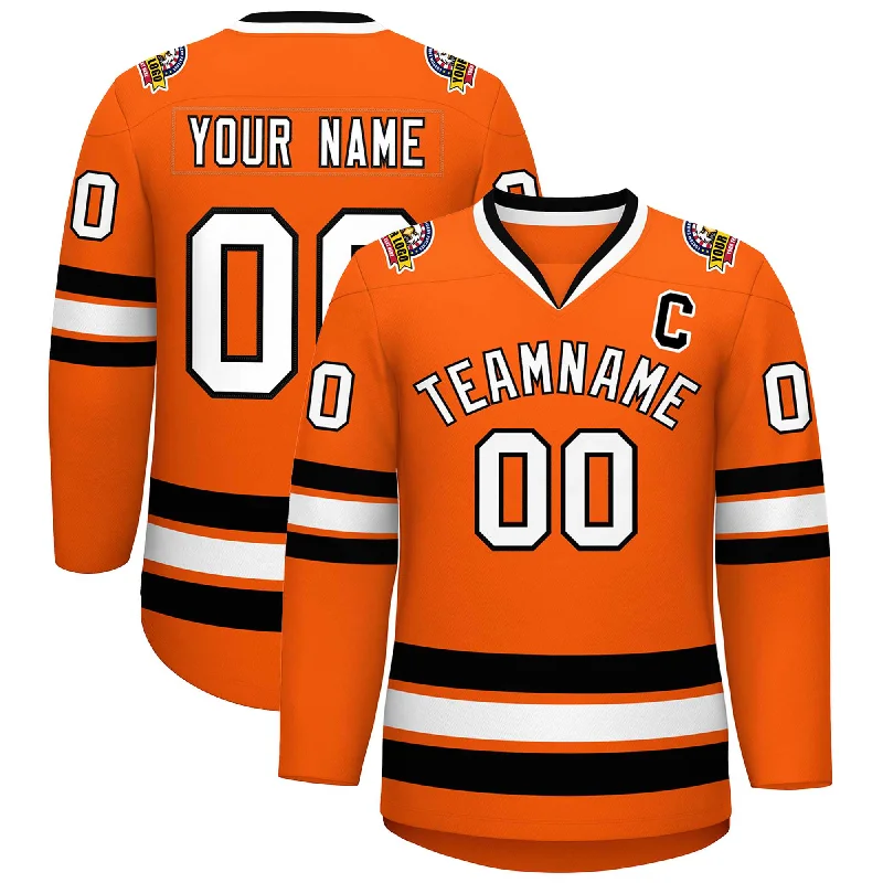 Custom Orange White-Black Classic Style Hockey Jersey