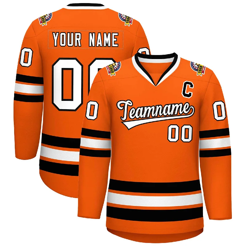 Custom Orange White-Black Classic Style Hockey Jersey