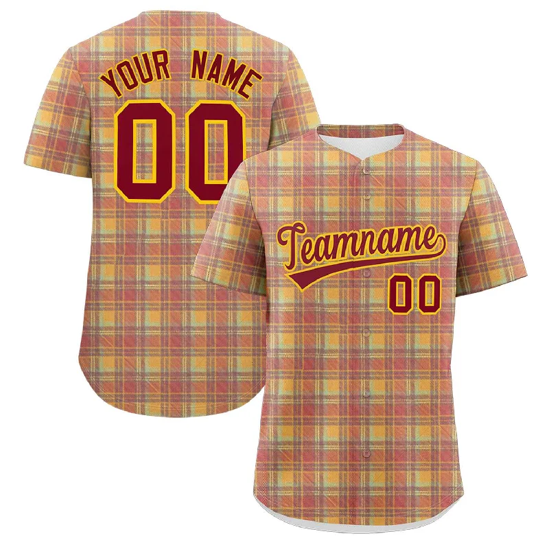 Custom Multi Color Personalized Plaid Design Authentic Baseball Jersey