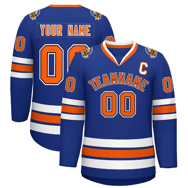 Custom Royal Orange Black-White Classic Style Hockey Jersey