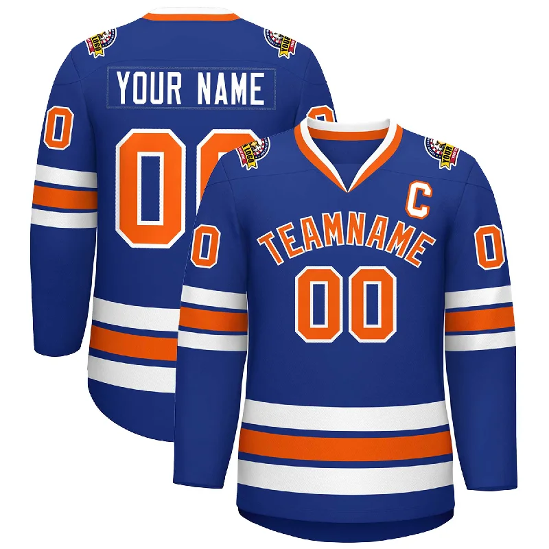 Custom Royal Orange-White Classic Style Hockey Jersey