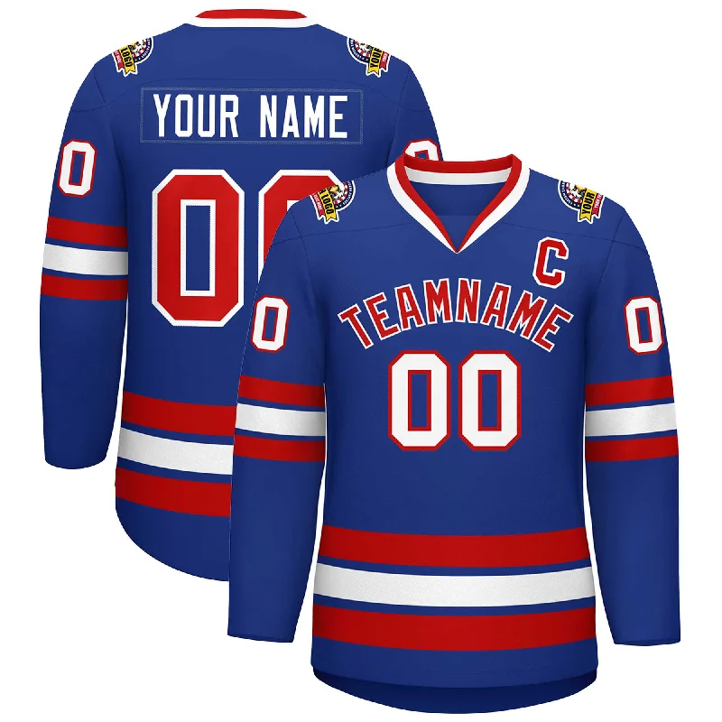 Custom Royal Red-White Classic Style Hockey Jersey